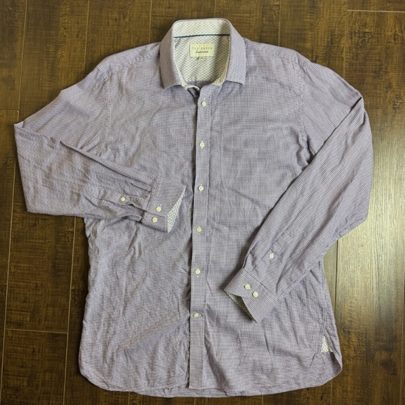 Ted Baker Endurance Men's Flip Cuff Geometric Shirt Large 16 34/35 - Picture 2 of 9